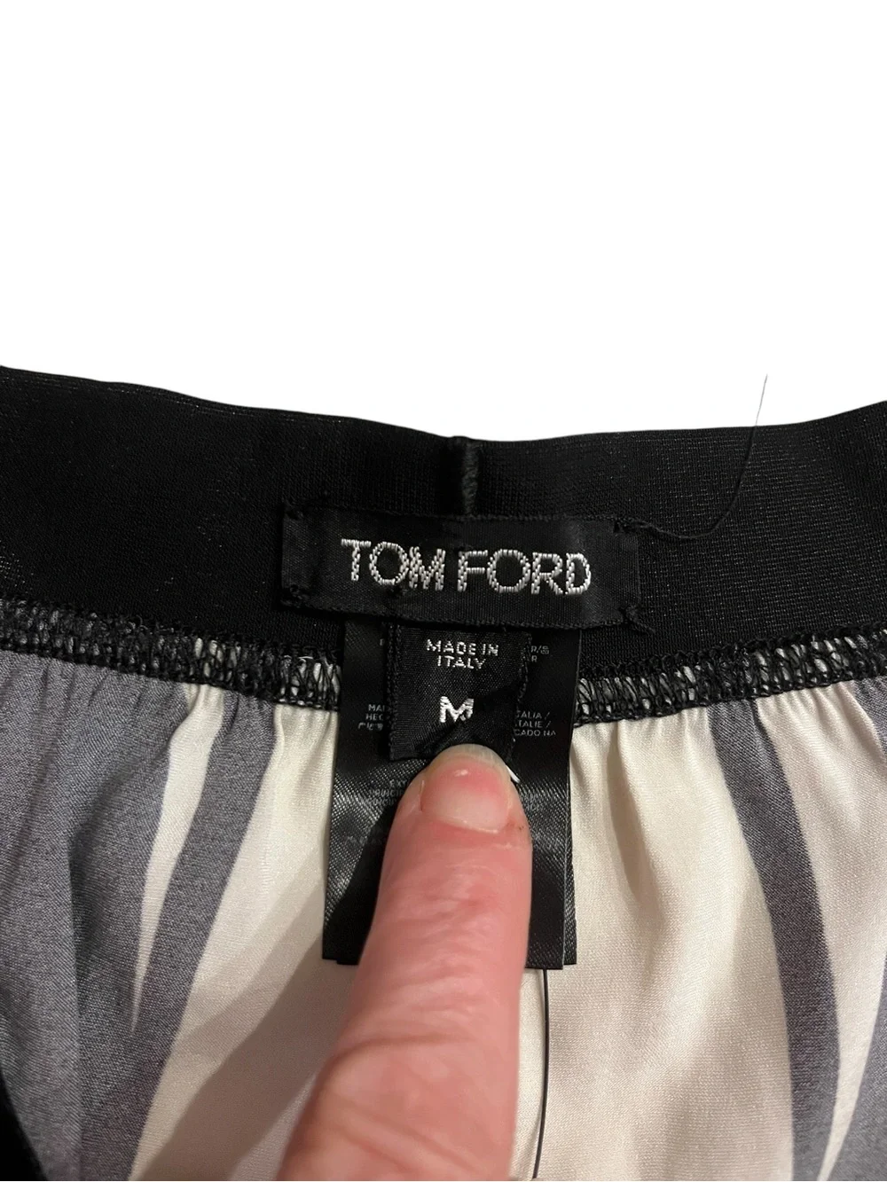 TOM FORD SWIRL SILK BOXER Black and White Abstract Silk Boxer Shorts Sz M